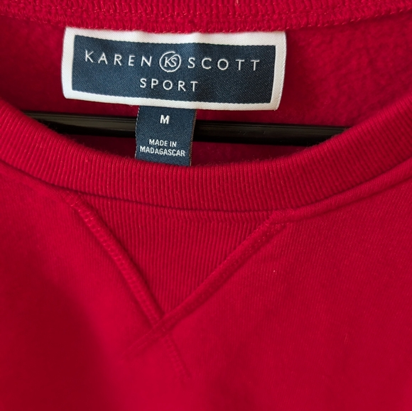 Karen Scott Sport casual red long sleeve sweatshirt size medium - Picture 4 of 6